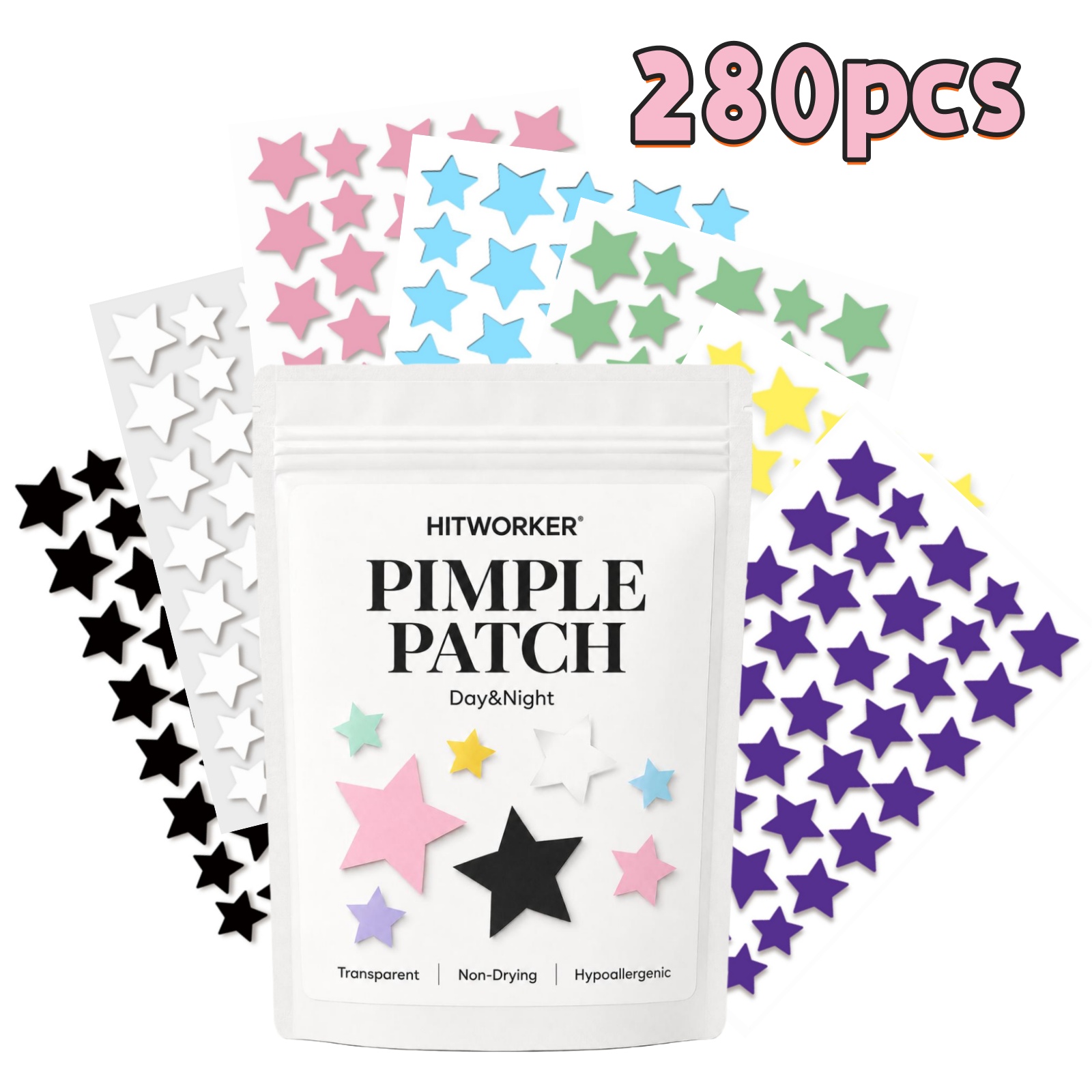 Face Oil - 280 Parches de Estrellas Coloridas Arcoíris