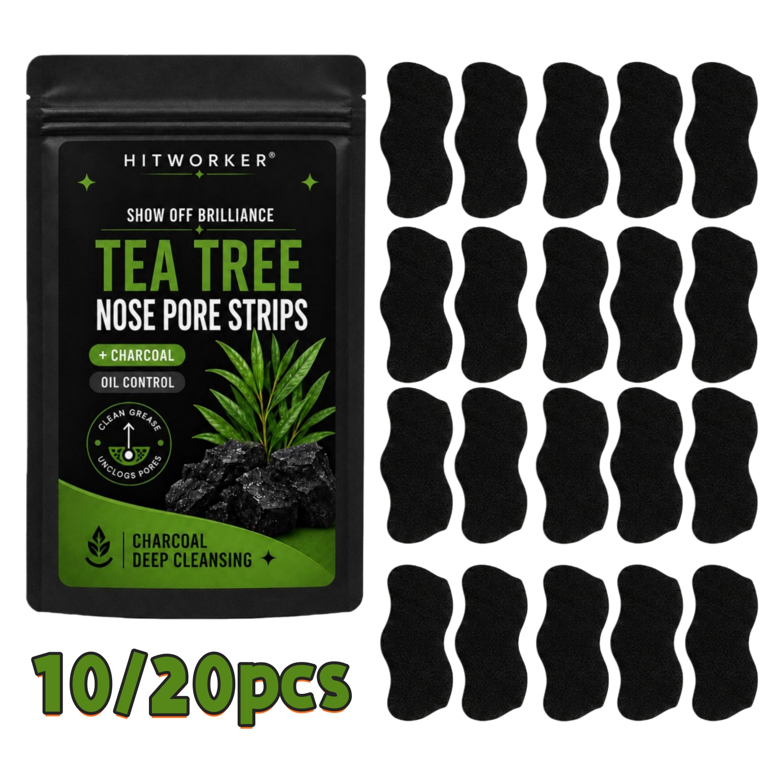 Face Mask Skincare - 10/20 Piezas de Tiras Negras para
